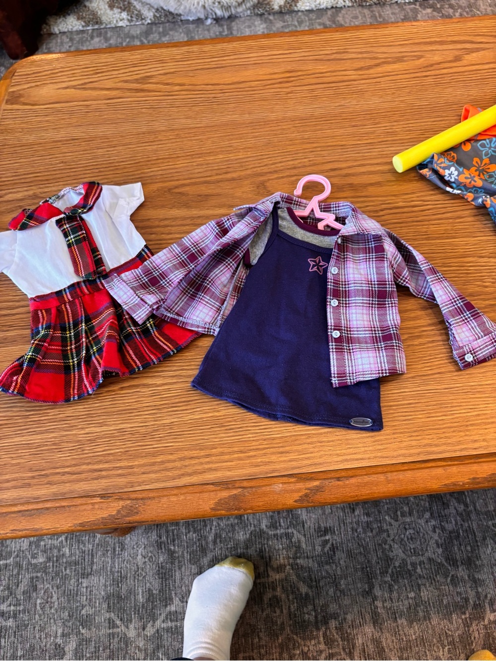 Set 2 new doll outfits American girl navy w plaid & unbranded school girl Nicki
